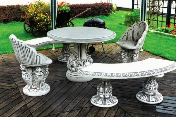 Antik Stil Stein Sessel Bank Stuhl Garten Terrase Edler Design Thron