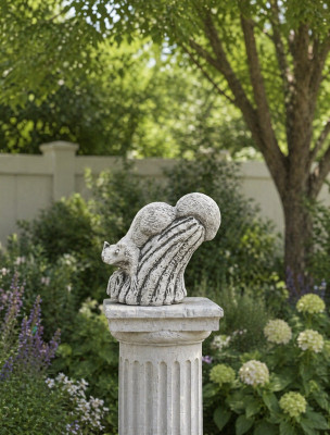 Garten Dekoration Eichhörnchen Terrasse Stein Deko Figuren Figur Statue