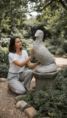 Garten Dekoration Ente Terrasse Stein Figuren Figur Statue Deko Skulptur
