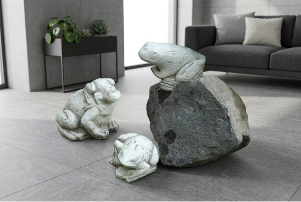 Garten Dekoration Frosch Terrasse Stein Figuren Figur Deko Statue