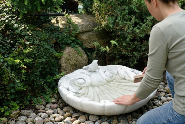 Vogel Tränke Dekor Skulptur Design Figur Statue Garten Figuren Statuen