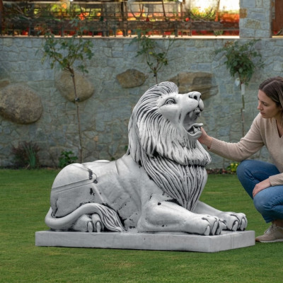 XXL Löwe Figur Garten Terrasse Dekoration Deko Stein Skulptur