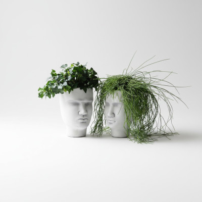 Design Blumentopf Top Planz Kübel Gefäß Figur Töpfe Deko Gesicht Skulptur