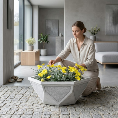 Blumenkübel Pflanz Kübel Natur Dekoration Garten Vasen Figur Blumentöpfe