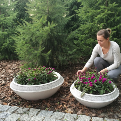 Blumenkübel Pflanz Kübel Dekoration Vasen Natur Figur Garten Blumentöpfe