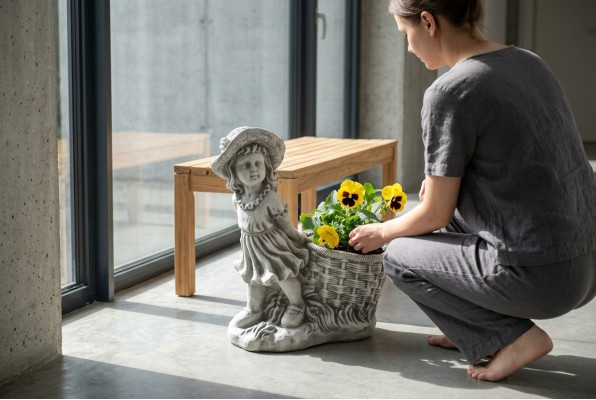 40cm Deko Skulptur Design Figur Statue Garten Grau Figuren Natur Statuen