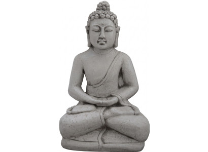 Buddha Skulptur in Steinoptik. Dekorative Große Skulptur für Garten Figur