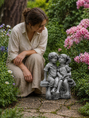 40cm Deko Skulptur Design Figur Statue Grau Garten Figuren Natur Statuen