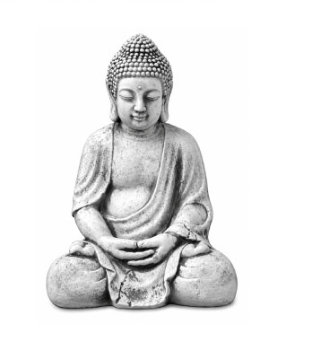 Figur Buddha Skulptur in Steinoptik. Große Dekorative Skulptur für Garten