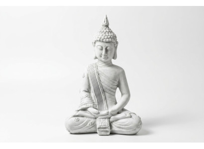 Dekorative Figur Buddha Skulptur in Steinoptik. Große Skulptur für Garten