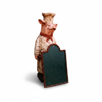 Restaurant Ständer Tafel Steak Figur Statue Skulptur Figuren Skulpturen Gastro