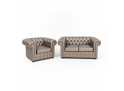 Designer Chesterfield Sofagarnitur Sofa Couch 2+1 Polster Sitz Garnitur Gold