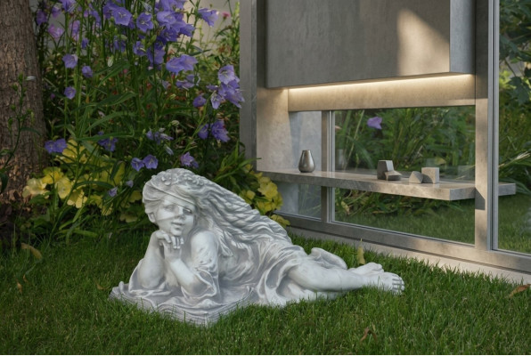 Gartenfigur Engel Garten 26cm Teichfigur Menschen Steinguss