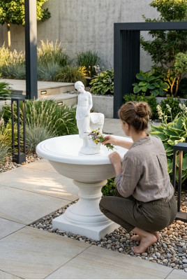Springbrunnen Garten Teich Brunnen 136cm Steinbrunnen Gartenbrunnen Fontaine Neu