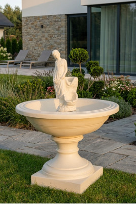 Springbrunnen Garten Teich Brunnen 136cm Steinbrunnen Gartenbrunnen Fontaine Neu