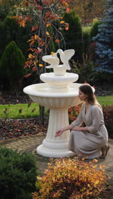 Zierbrunnen Springbrunnen 136cm Skulptur Brunnen Deko Garten Fontaine Teich Neu