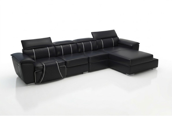 Kůň Kavárna Polštář Design Pohovka z kůže Pohovky Pohovka L-Forma G8048C Černá