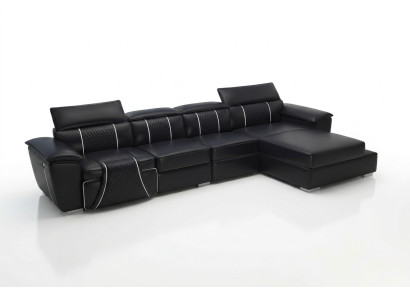 Kůň Kavárna Polštář Design Pohovka z kůže Pohovky Pohovka L-Forma G8048C Černá