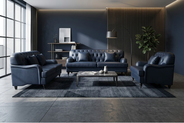Chesterfield Sofa Kožené sedací soupravy Elegantní luxusní obývací pokoj Moderní design.