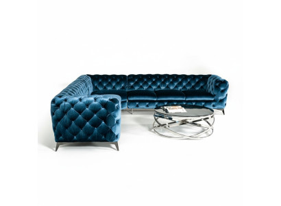 Samt Eck Luxus Chesterfield Sofa Polster Ecke Couchen Sitz Couch Sofas