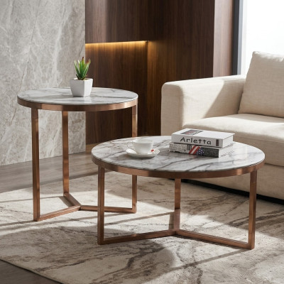 Couch Tisch Rund Tische Runde Sofa Metall Glas Beistell Designer Luxus