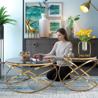 Couch stůl Kulaté stoly Kulatá pohovka Kov Sklo Vedlejší Designér
