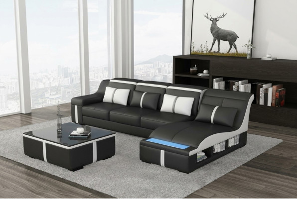 Eck Sofa Couch Polster Eck Sitz L Form Leder Garnitur Wohnlandschaft