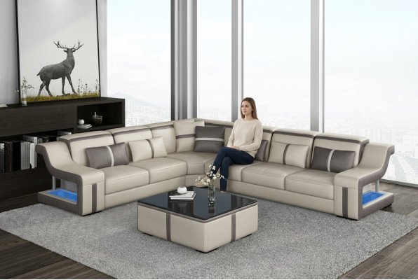 XXL Rohník Sofa Rohníková Látka obývací pokoj Pohovka Pohovka Stůl Polstrování Sedadlo Kůže