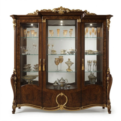 XXL Vitrine Glas Wandschrank Vitrinen Regal Barock Rokoko Stil Jugendstil