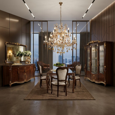 Esstisch + 8 Stühle Esszimmer Tisch Rokoko Barock Jugendstil