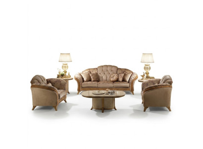 Sofa sada Křeslo Pohovka 3 + 3 Obývací pokoj Designer nábytek Klasický Baroko