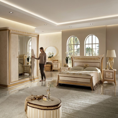 Bett royal königlich antik Schlafzimmer Polsterbett Barock Rokoko Designer