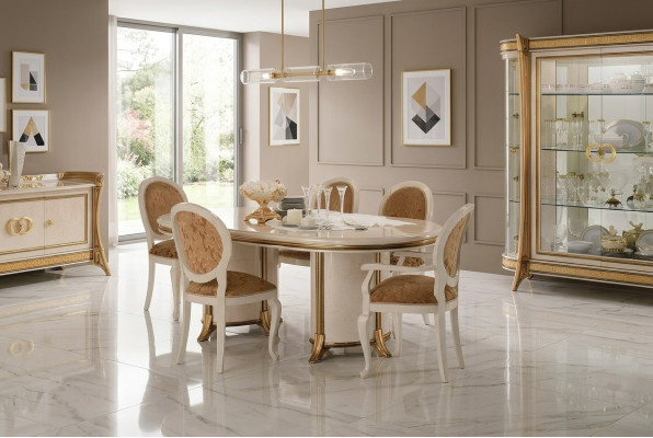 6 židlí + stůl Set kuchyň Designer Barokní Rococo klasický secese