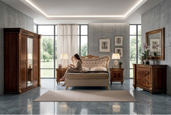 arredoclassic™ Ložnice Set Modigliani Barokní Rokoko Postel Noční stolek 4 kusy.