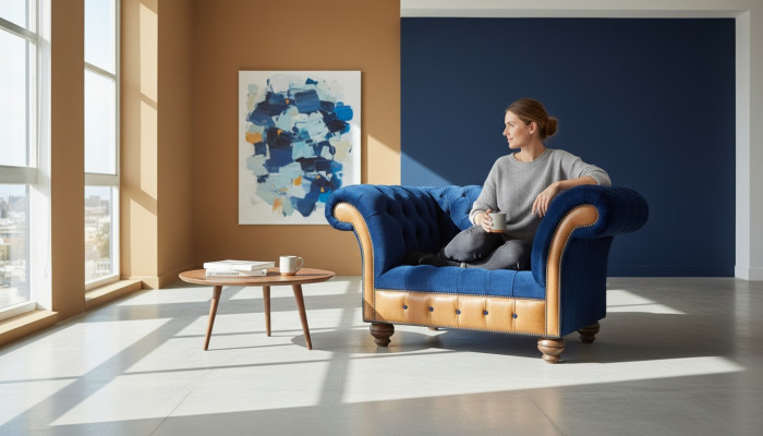 Chesterfield Textil Polster Sessel 1 Sitzer Sofas Design Luxus Stoffsofas
