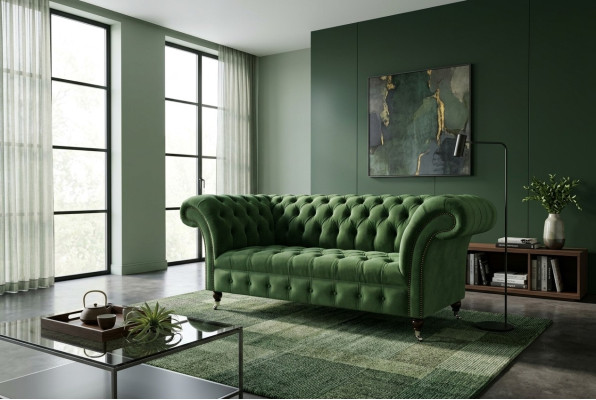 Chesterfield Couch 2 Sitzer Polster Sitz Textil Stoff Leder Couchen Sofas Sofa