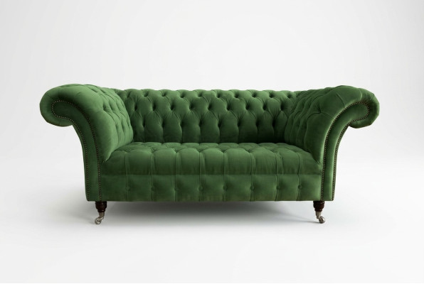 Chesterfield Couch 2 Sitzer Polster Sitz Textil Stoff Leder Couchen Sofas Sofa