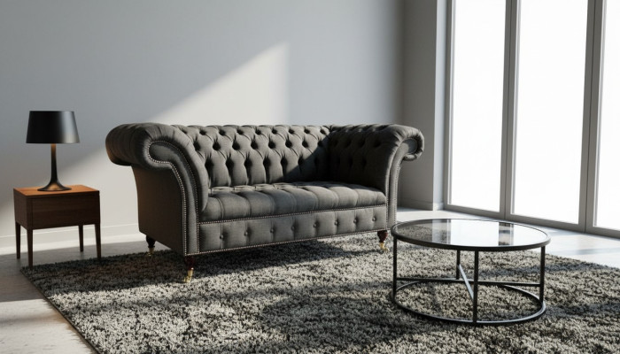 Chesterfield Textil Sofa 2 Sitzer Luxus Sofa Polster Sofas Design Stoffsofas