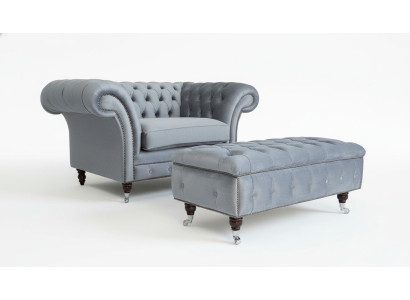 Chesterfield Hocker podnožka polstrovaná taburetka relaxační textilní kožená nová