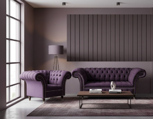 2+1 Sofagarnitur Chesterfield Textil Sofa Couchen Polster Set Garnituren