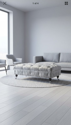 Chesterfield textilní taburet XXL velký podnožník čalouněná pohovka lavice luxus látka