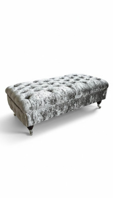 Chesterfield textilní taburet XXL velký podnožník čalouněná pohovka lavice luxus látka
