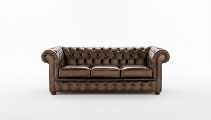 Chesterfield 3 Sitzer Polster Couch Antik Stil Leder Textil Stoff Sofa Couchen