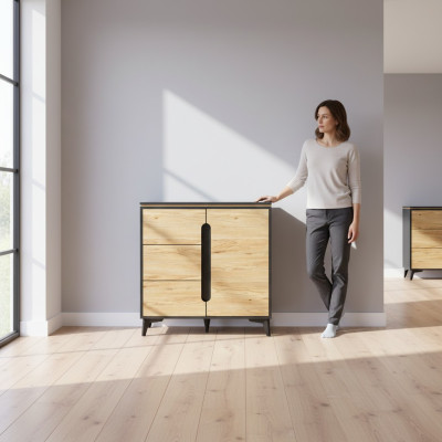 Komoda Highboard Sideboard Skříň Moderní sbírka dekorací obývacího pokoje.