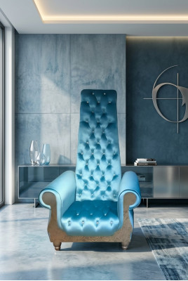 Ein raffinierter Sessel mit hoher Rückenlehne und einem Design, das an einen Voltaire-Sessel erinnert