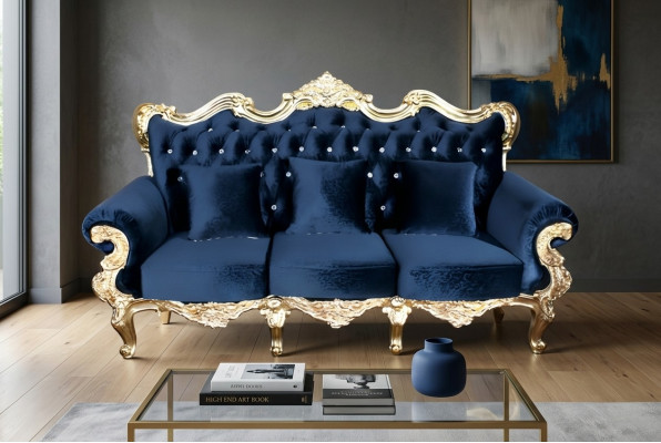 Trůn Pohovka Královský Nábytek Chesterfield Samet 3místná Starožitné Styl Nové Pohovky