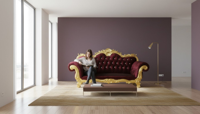 Trůn sofa královský Chesterfield čalouněný sametový 3-místný antik styl pohovky nový
