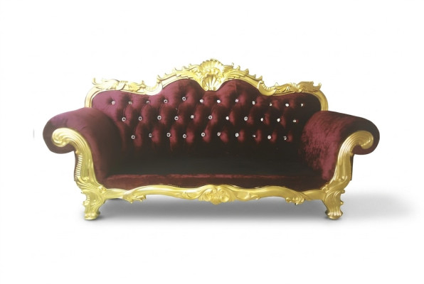 Trůn sofa královský Chesterfield čalouněný sametový 3-místný antik styl pohovky nový