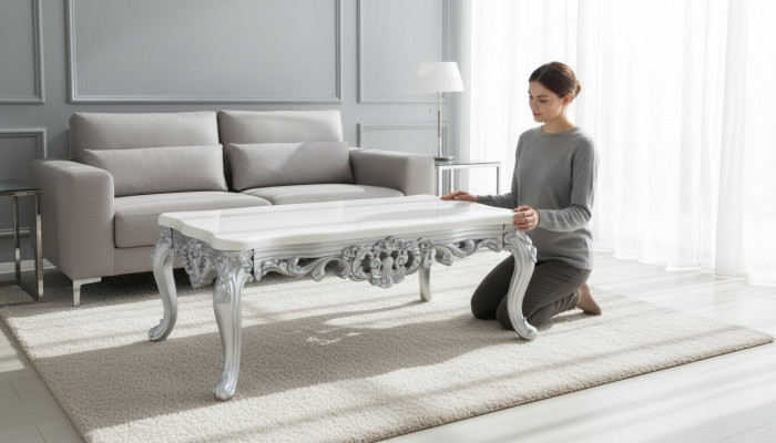 Barock Rokoko Couchtisch Holz Tisch Beistell Sofa Couch Tische Marmor