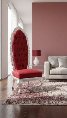 Červený trůn křeslo Královské čalounění Sedadlo Starožitný styl židle Chesterfield Design
